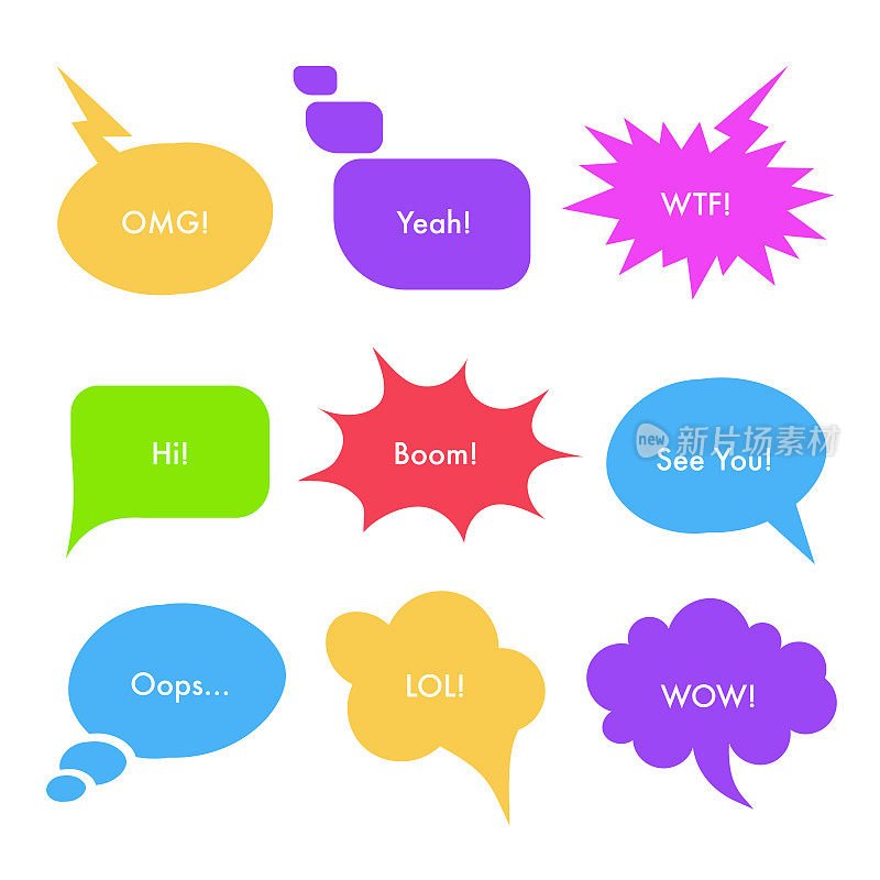 Speech bubbles with text vector illustrations set